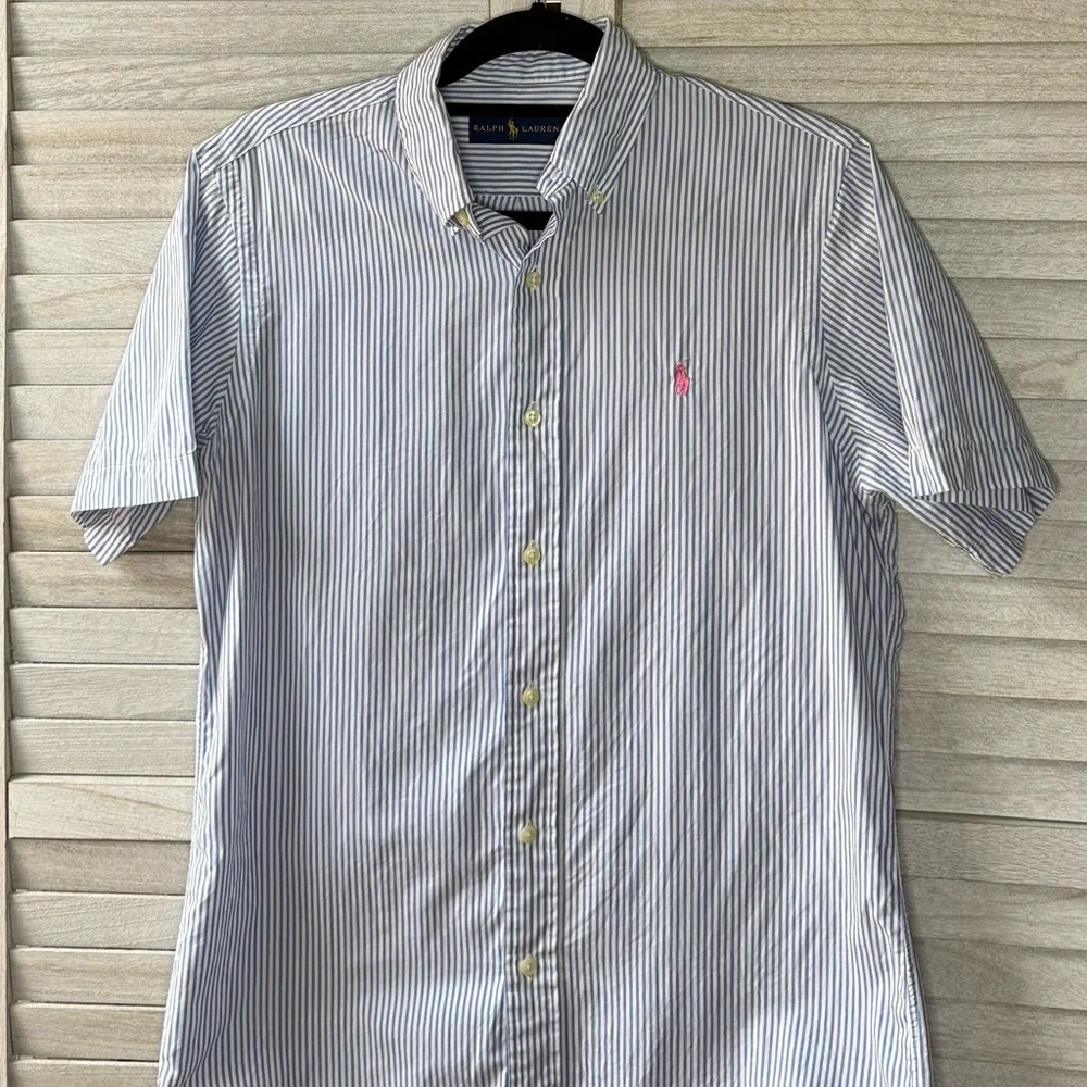 Polo Ralph Lauren Blue Striped Button Up Shirt. Small Great Condition Preppy
